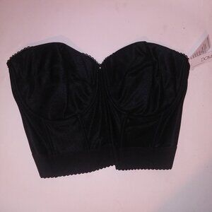 Dominique Bustier Corset Shaper Top 42F Black Boned Strapless Lightly Lined Unde